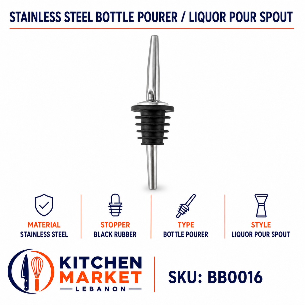 Stainless Steel Bottle Pourer / Liquor Pour Spout