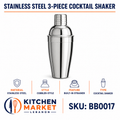 Stainless Steel 3-Piece Cocktail Shaker
