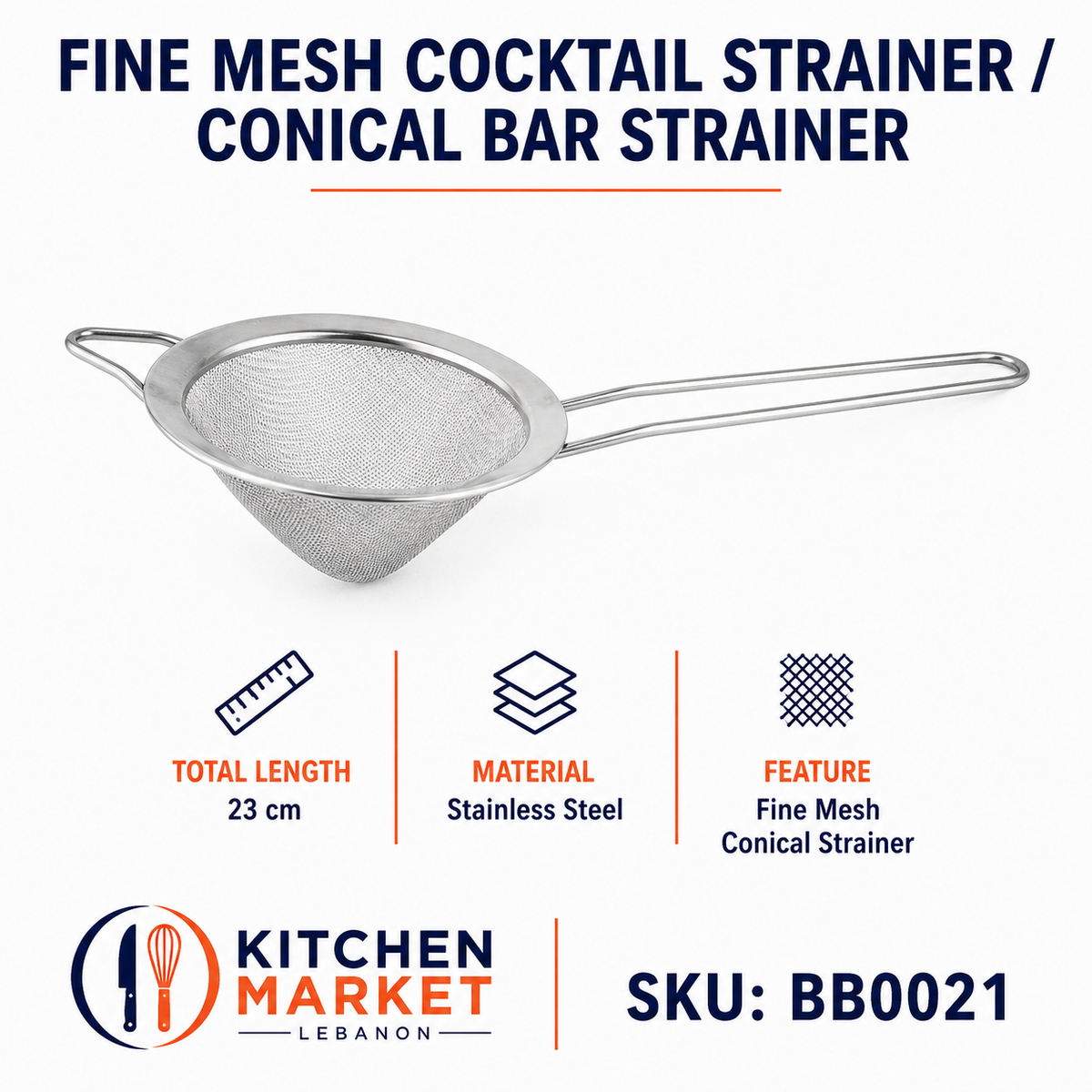 Fine Mesh Cocktail Strainer / Conical Bar Strainer