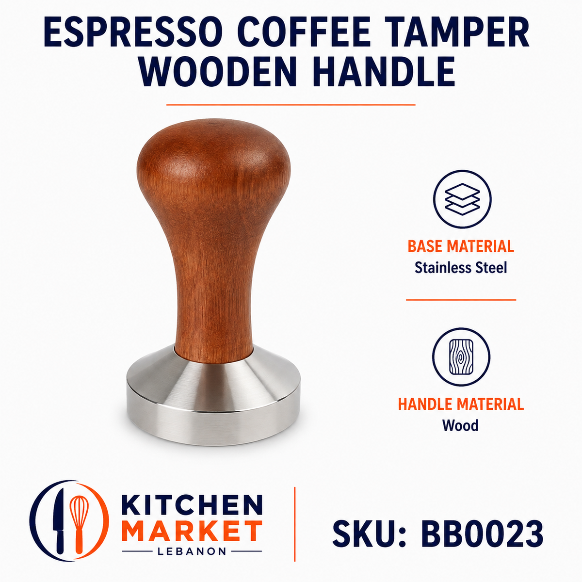 Espresso Coffee Tamper - Wooden Handle