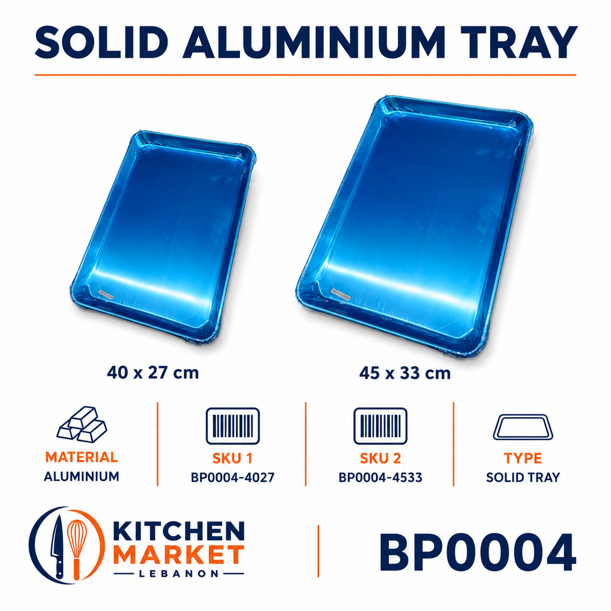 Solid Aluminium Tray