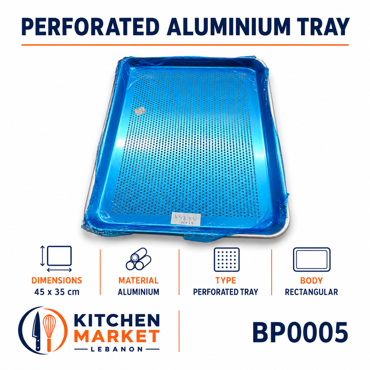 Perforated Aluminium Tray – 45 × 35 cm