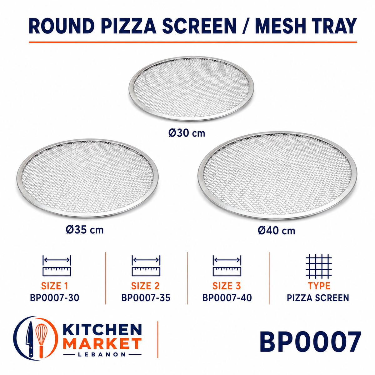 Round Pizza Screen / Mesh Tray