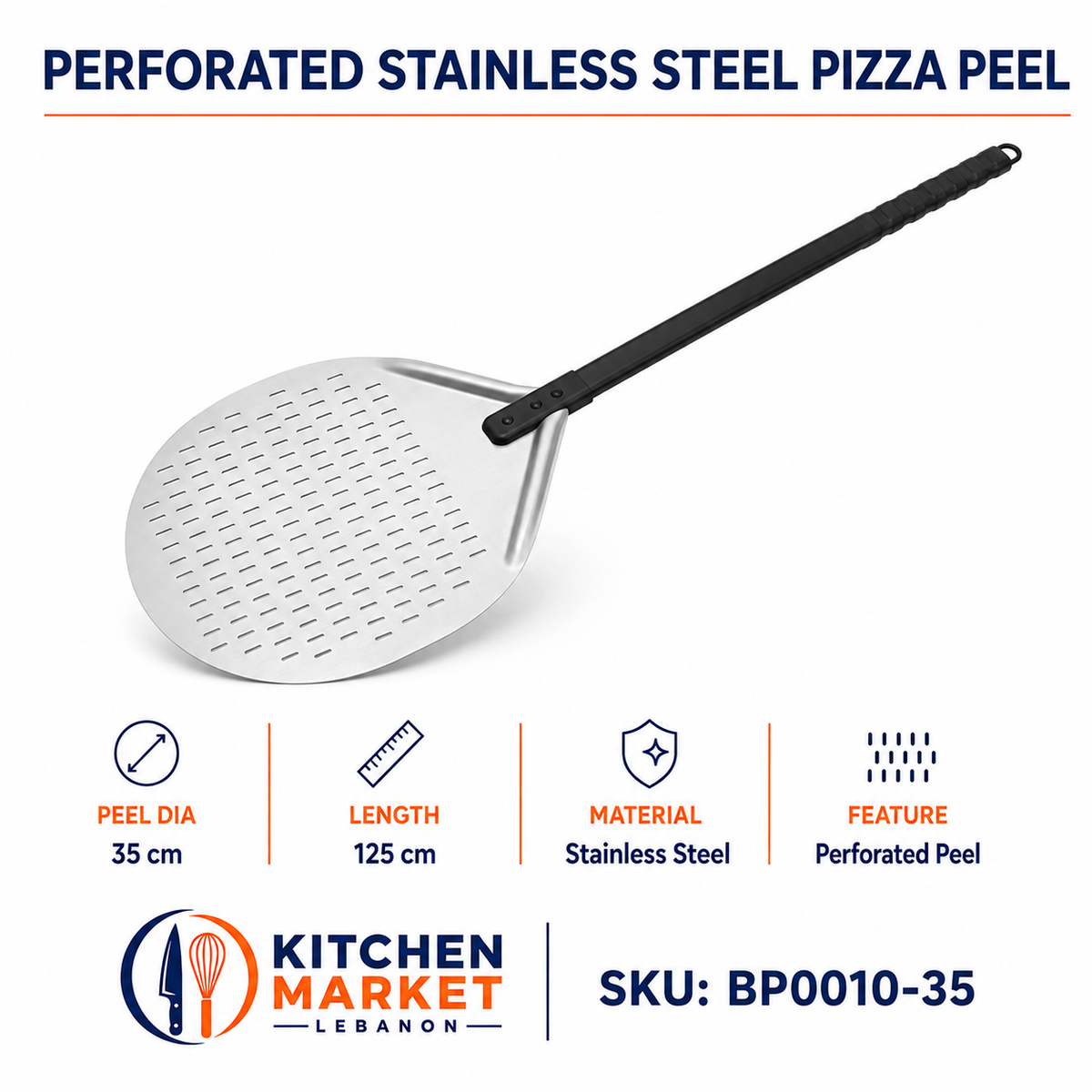 Perforated Aluminum Pizza Peel - Ø35 cm