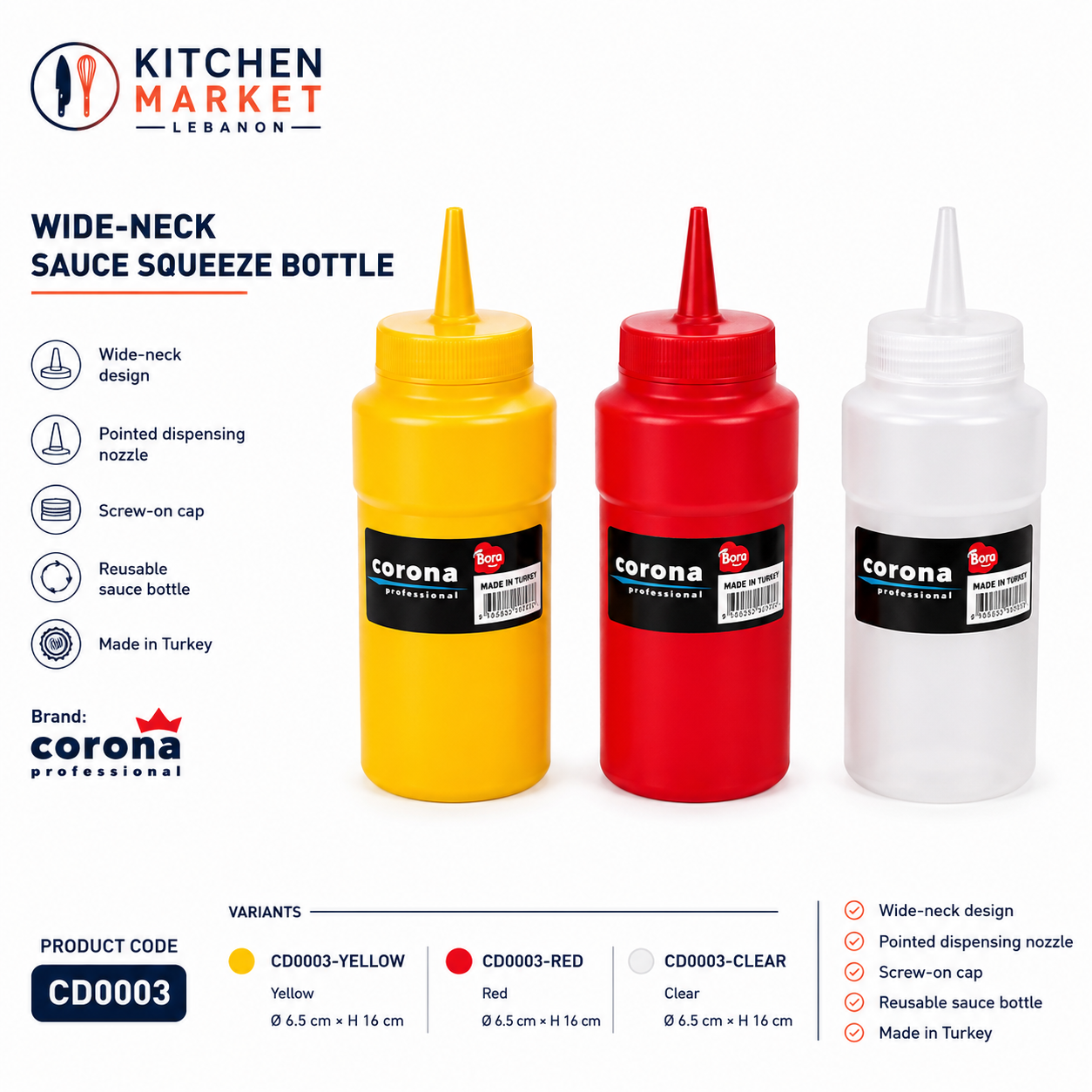 Wide-Neck Sauce Squeeze Bottle
