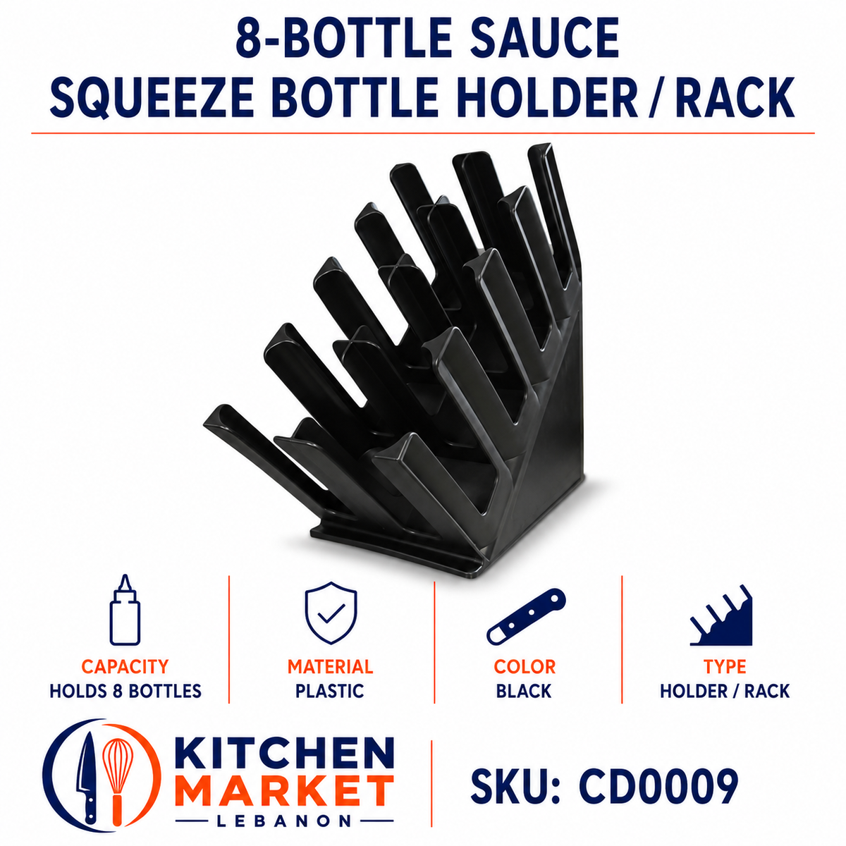 8-Bottle Sauce Squeeze Bottle Holder / Rack