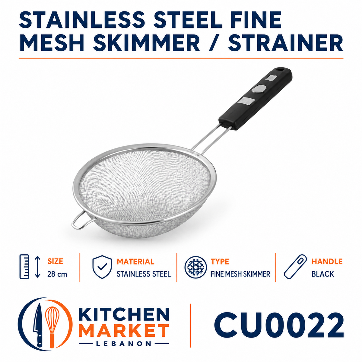 Stainless Steel Fine Mesh Skimmer / Strainer – 28 cm