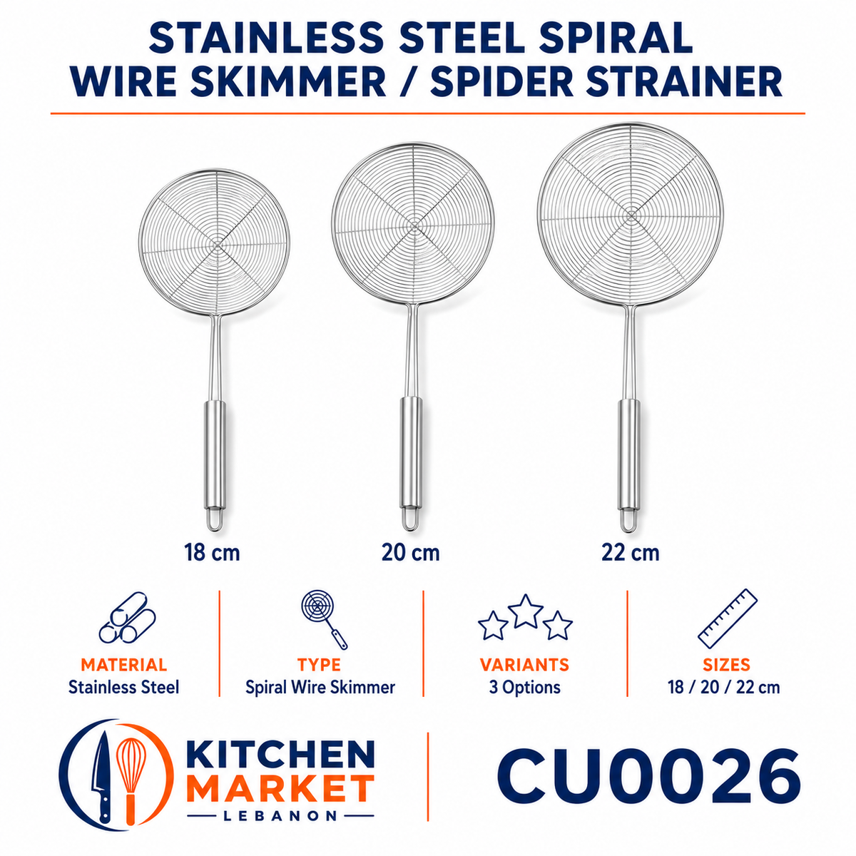 Stainless Steel Spiral Wire Skimmer / Spider Strainer