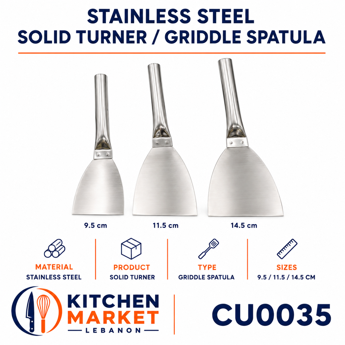 Stainless Steel Solid Turner / Griddle Spatula