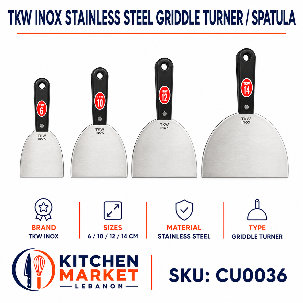 TKW INOX Stainless Steel Griddle Turner / Spatula