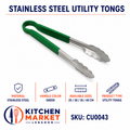 Stainless Steel Utility Tongs — Green Handle
