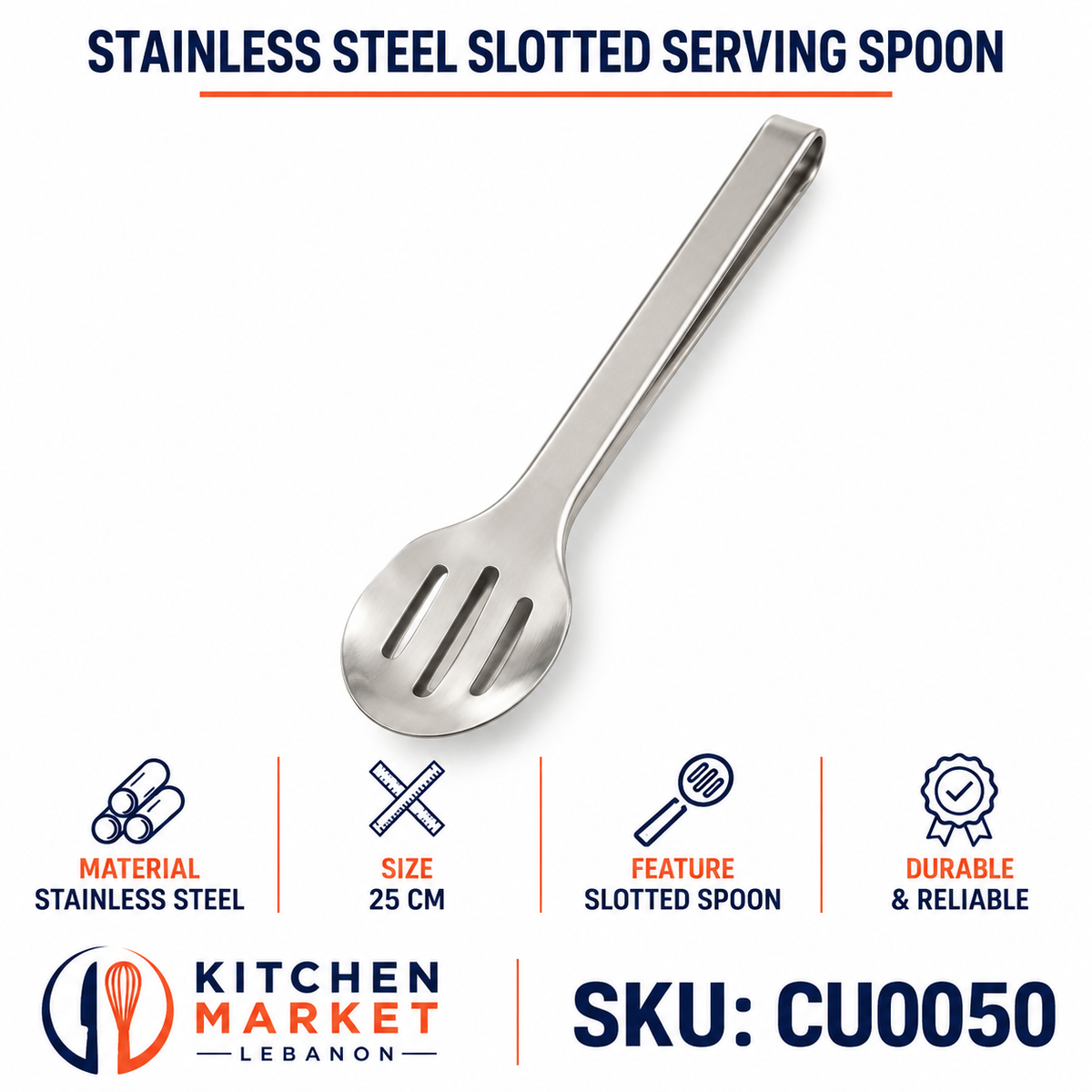 Stainless Steel Slotted Serving Spoon