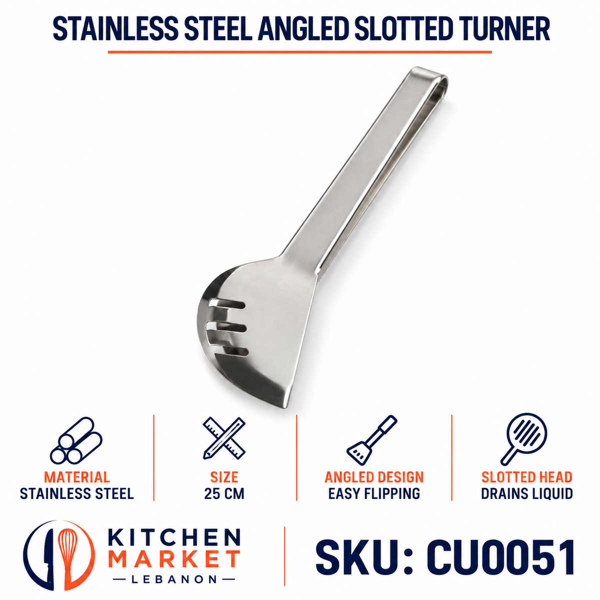 Stainless Steel Angled Slotted Turner
