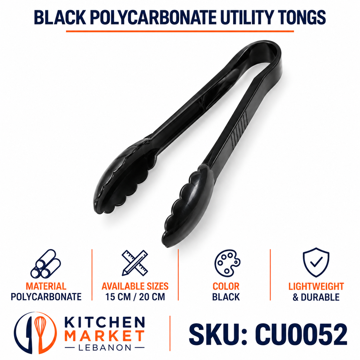 Black Polycarbonate Utility Tongs
