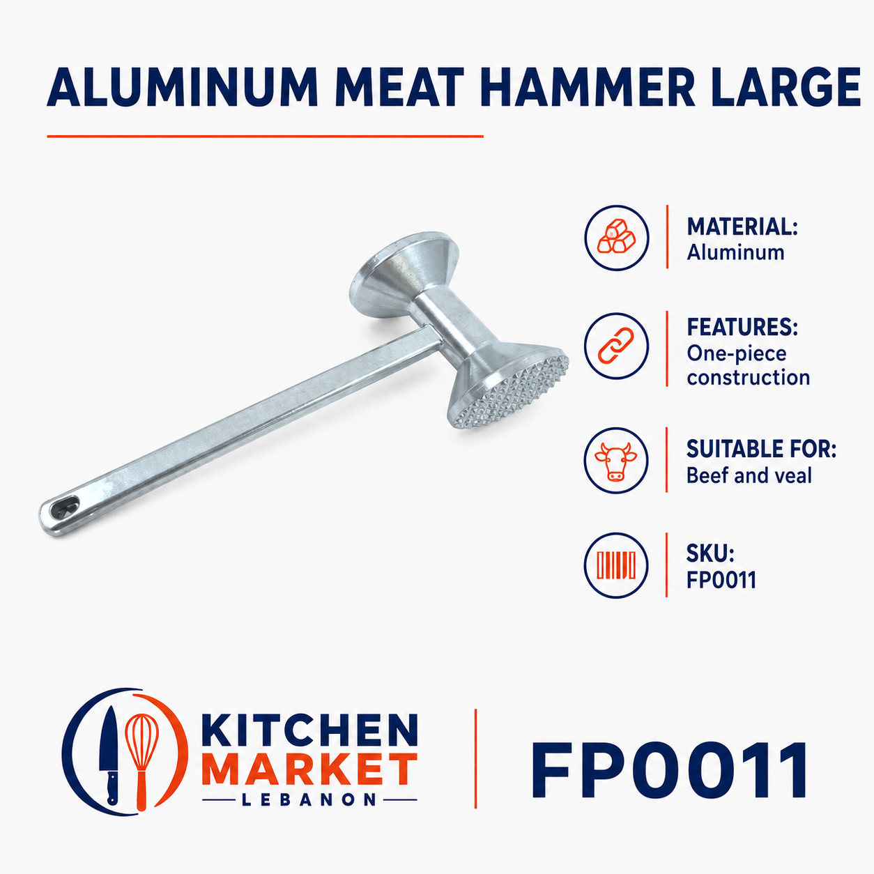 Aluminum Meat Hammer Large