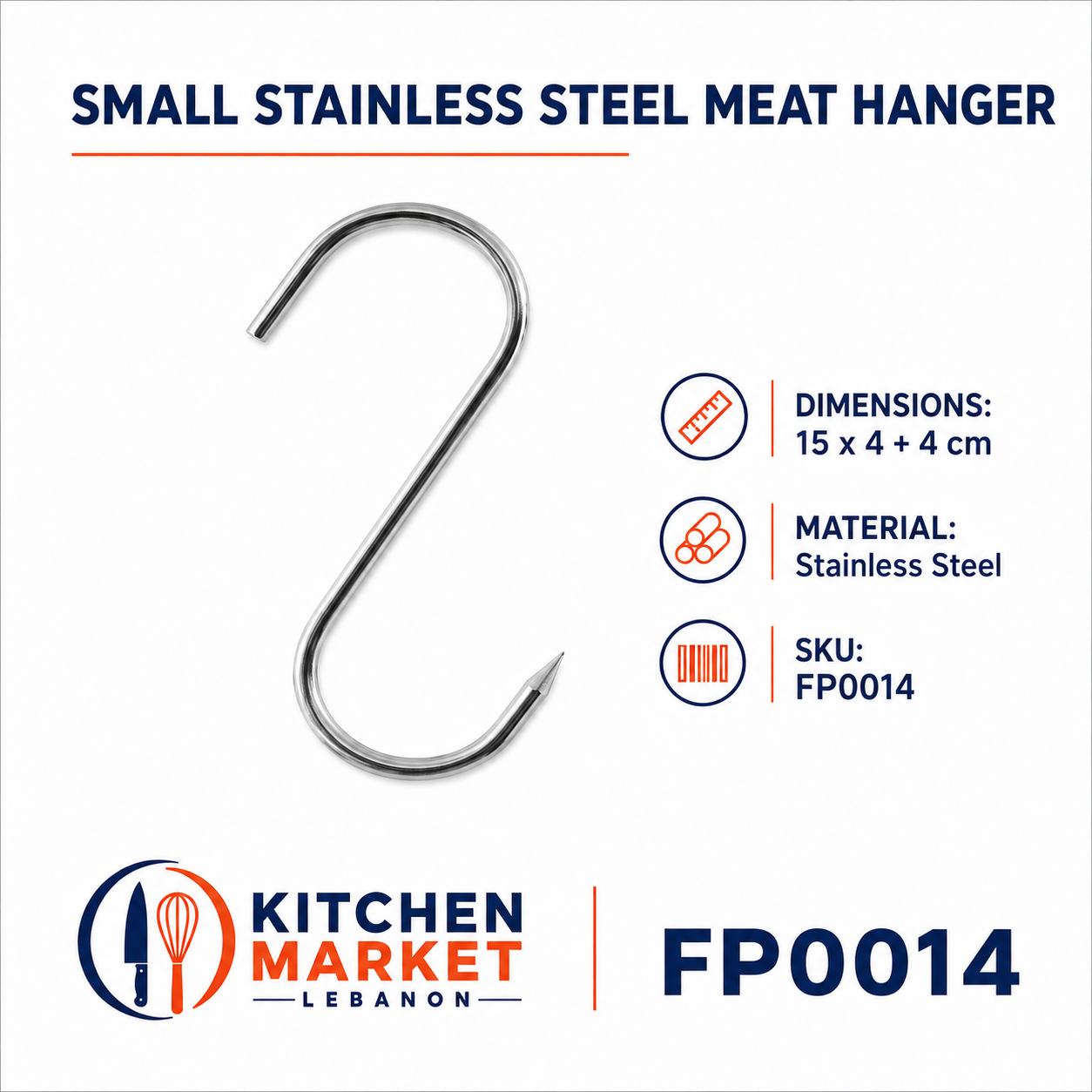 Small Stainless Steel Meat Hanger 15 cm