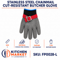 Stainless Steel Chainmail Cut-Resistant Butcher Glove - Size L