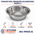 Stainless Steel Perforated Colander Bowl - Model 2 - 36 cm