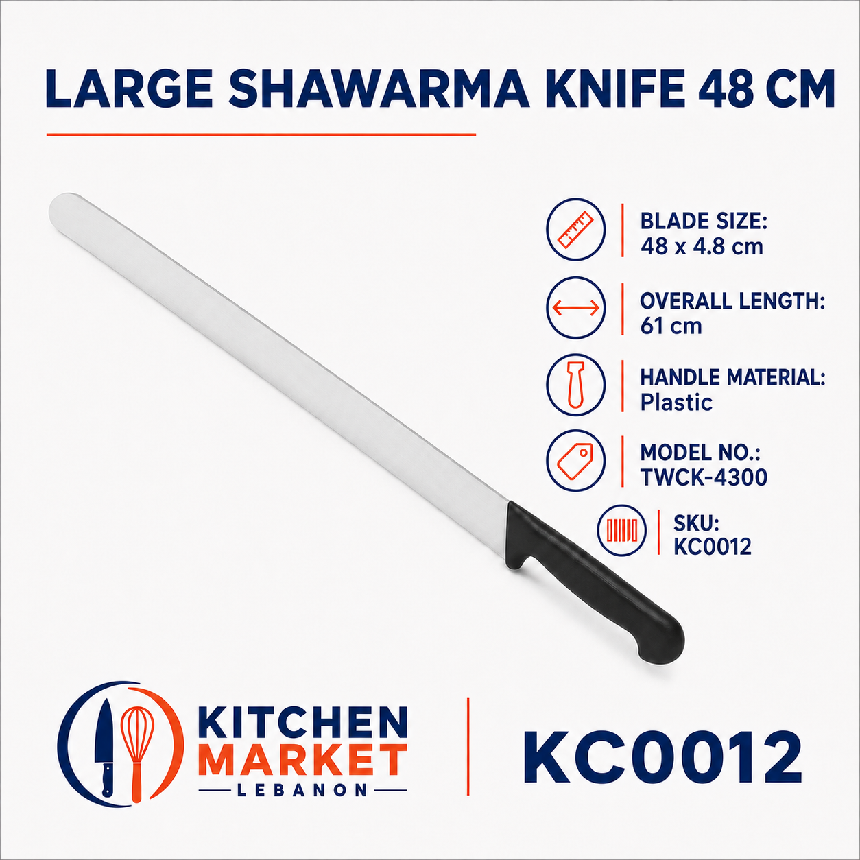 Large Shawarma Knife 48 cm