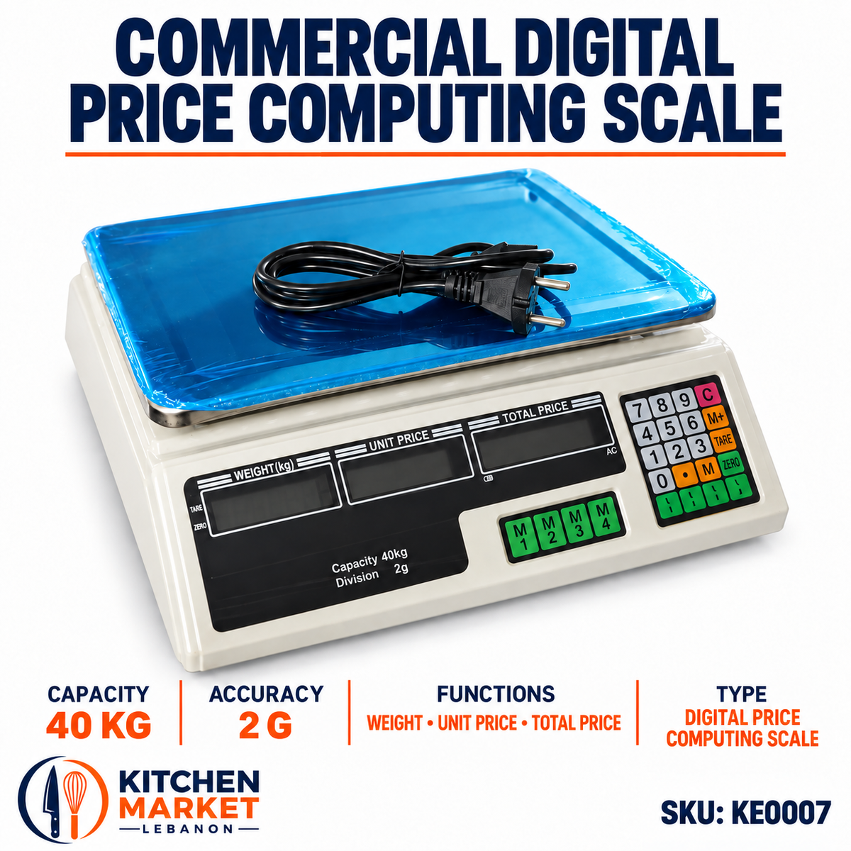 Commercial Digital Price Computing Scale 40 kg / 2 g - KE0007