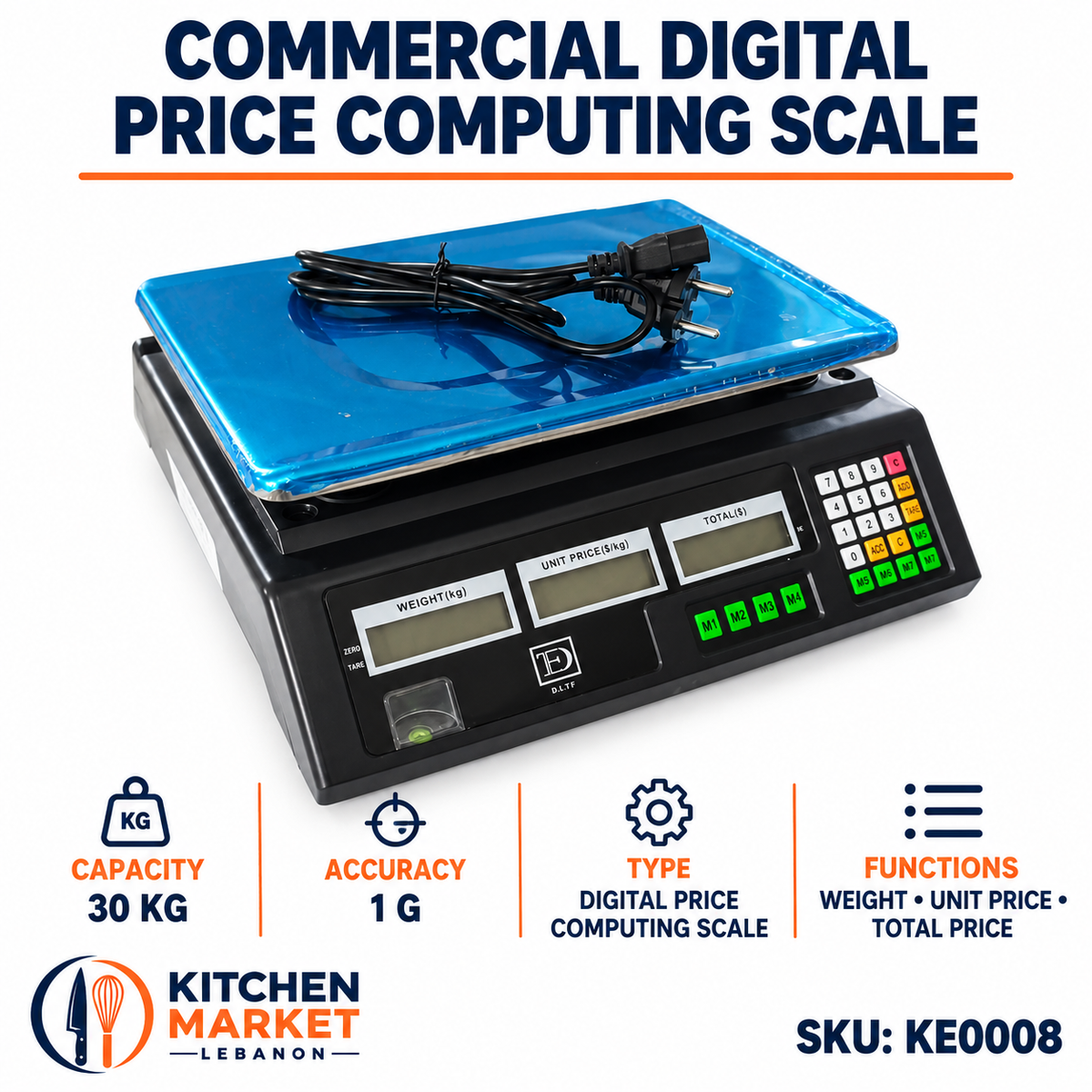 Commercial Digital Price Computing Scale 30 kg / 1 g - KE0008