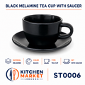 Black Melamine Tea Cup with Saucer