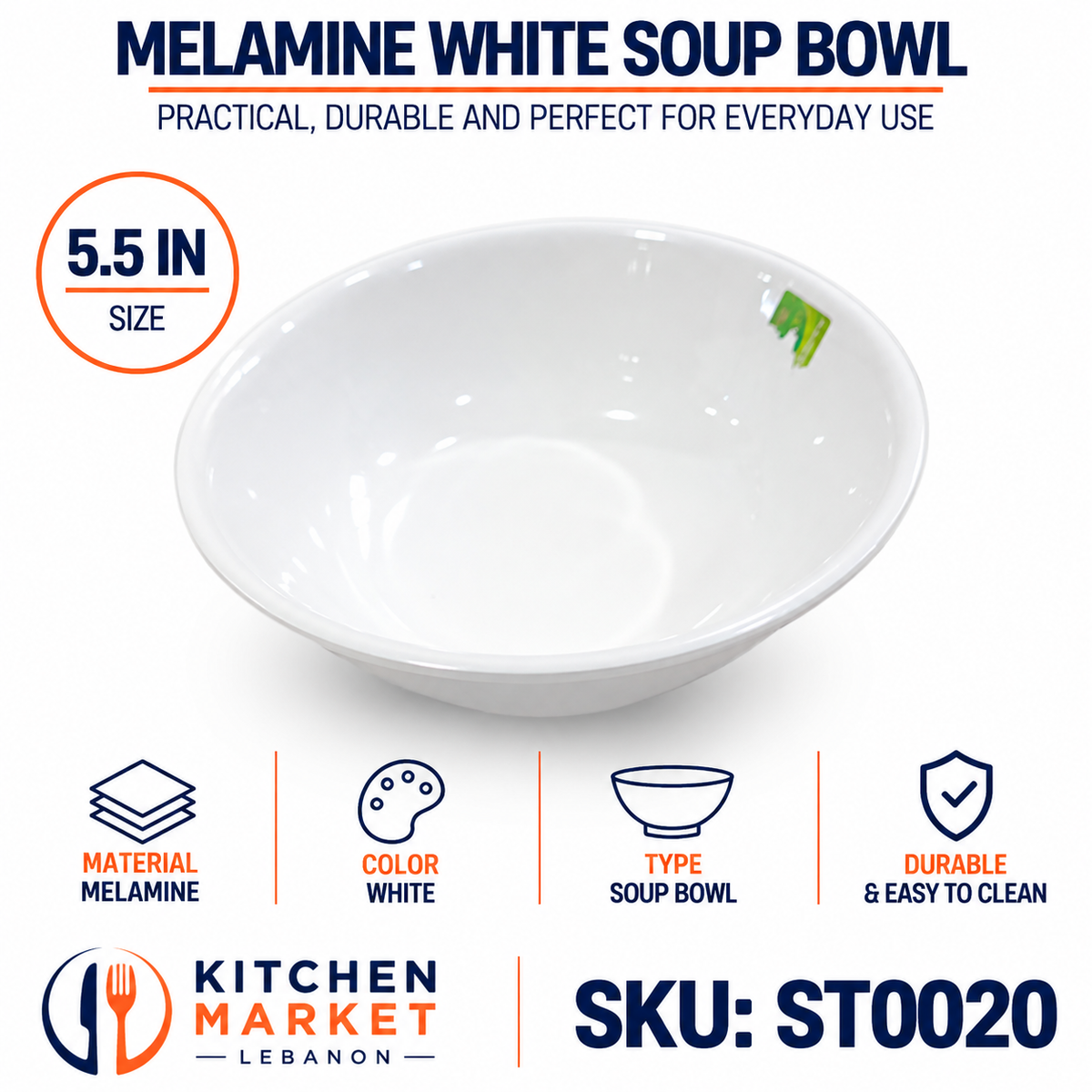 Melamine White Soup Bowl