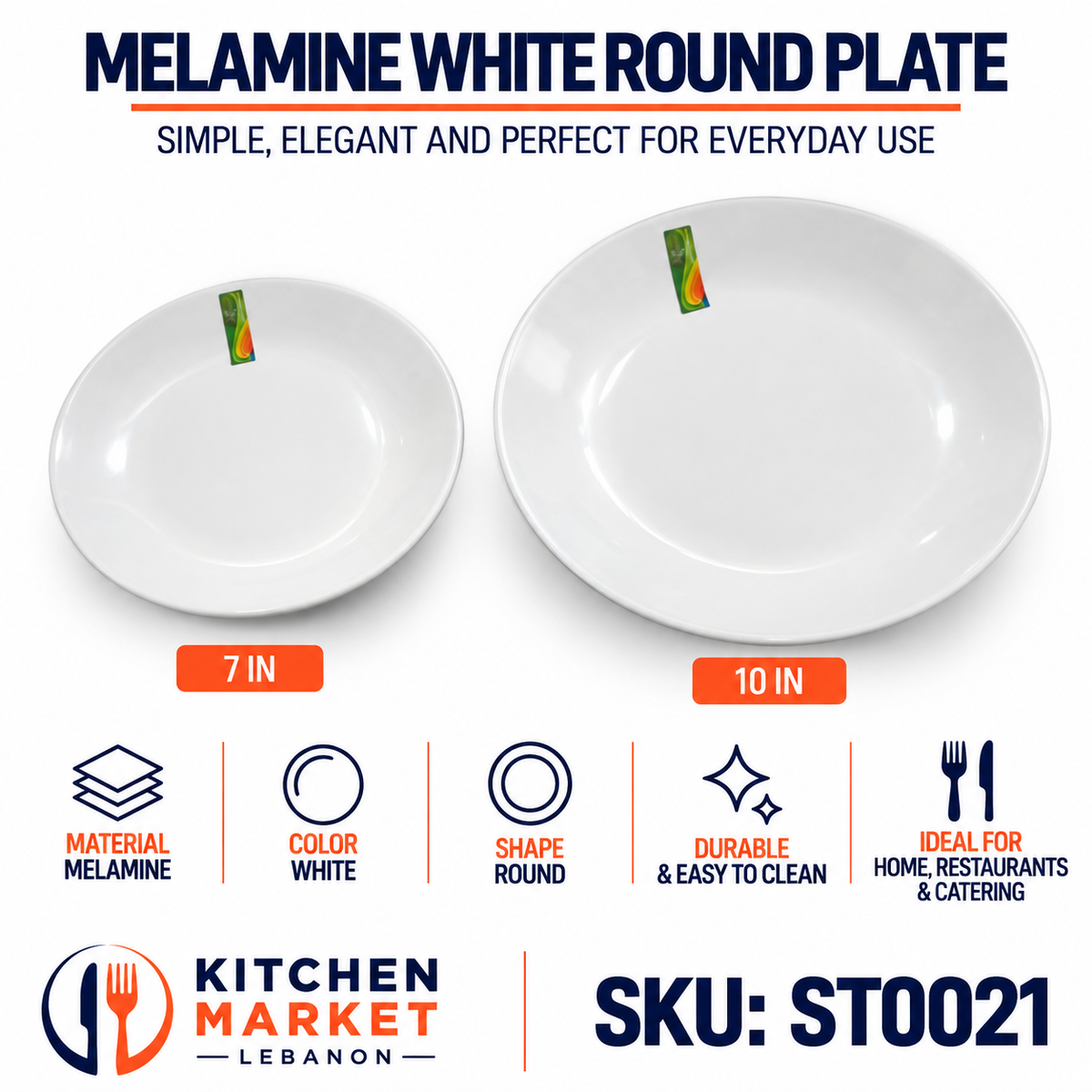 Melamine White Round Plate